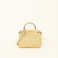 Fendi Beige Raffia-Effect Mini Peekaboo Bag