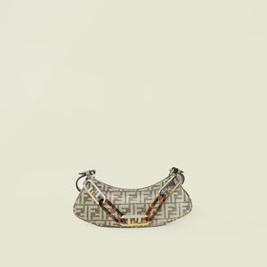 Fendi Tortora Nuvola Chenille Vitello King Plexiglass FF O'Lock Swing Bag