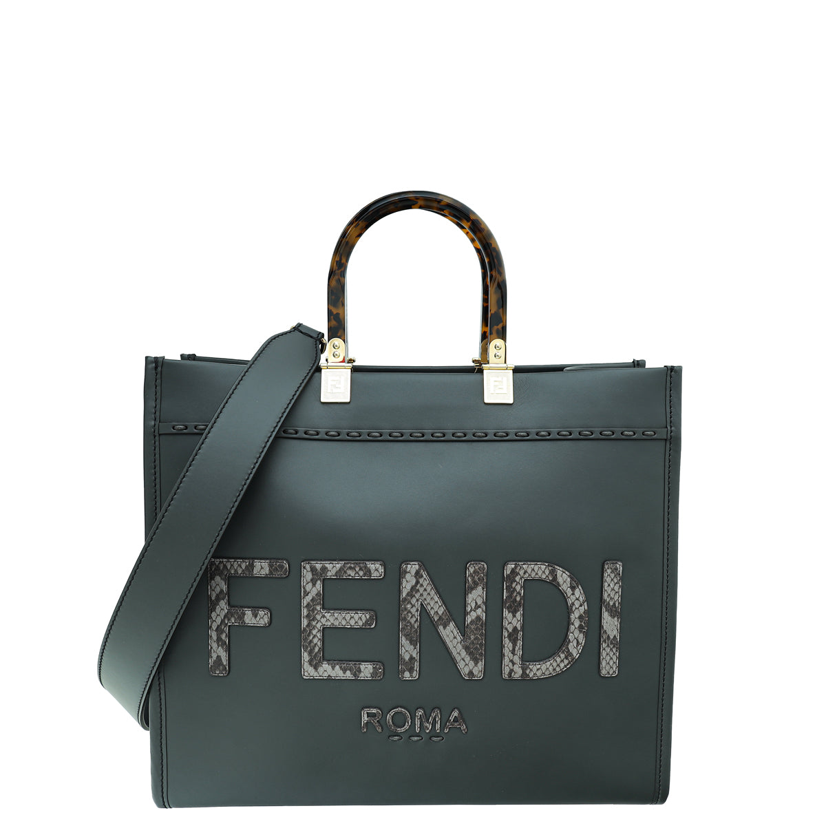 Fendi Dark Grey Sunshine and Elaphe Medium Bag