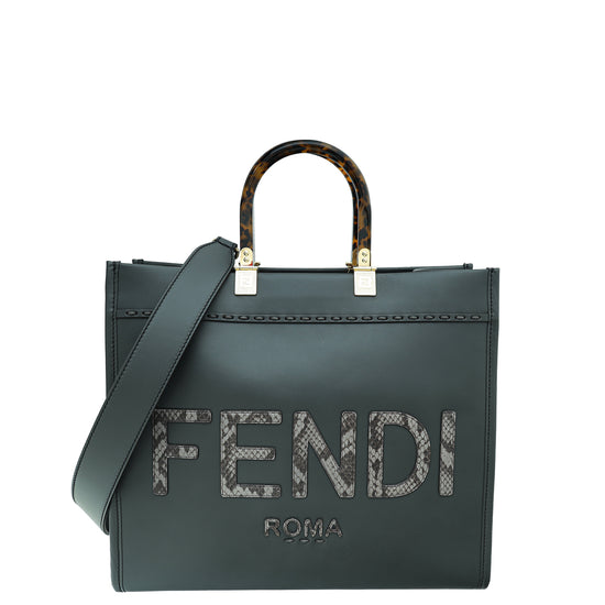 Fendi Dark Grey Sunshine and Elaphe Medium Bag