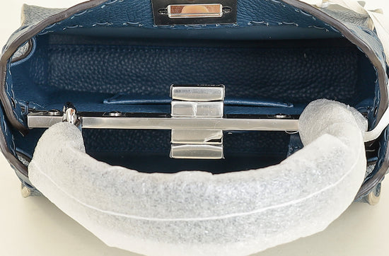 Fendi Dark Teal Selleria Mini Peekaboo Bag-Fendi-THE CLOSET