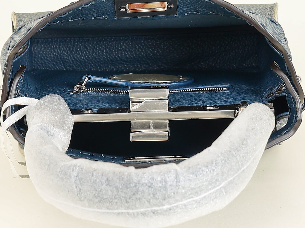 Fendi Dark Teal Selleria Mini Peekaboo Bag-Fendi-THE CLOSET