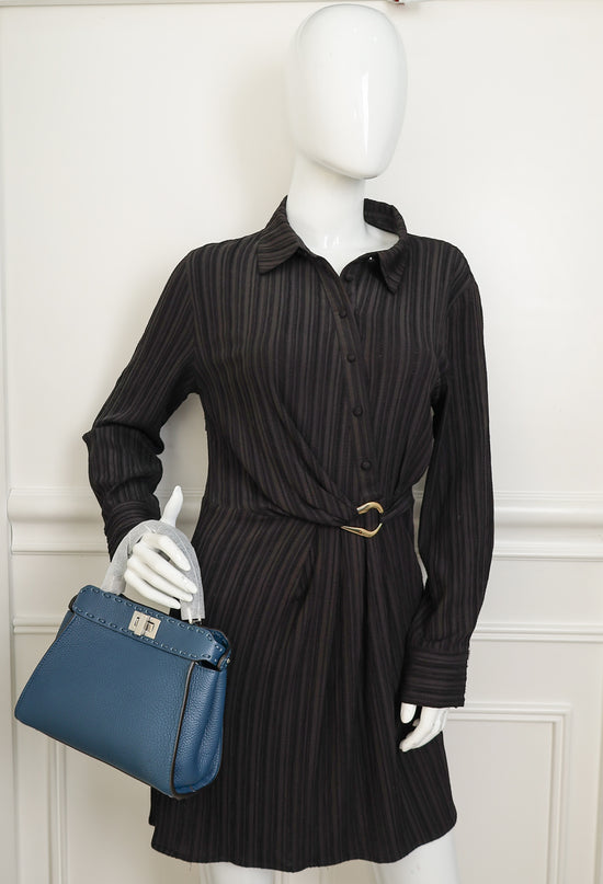 Fendi Dark Teal Selleria Mini Peekaboo Bag-Fendi-THE CLOSET