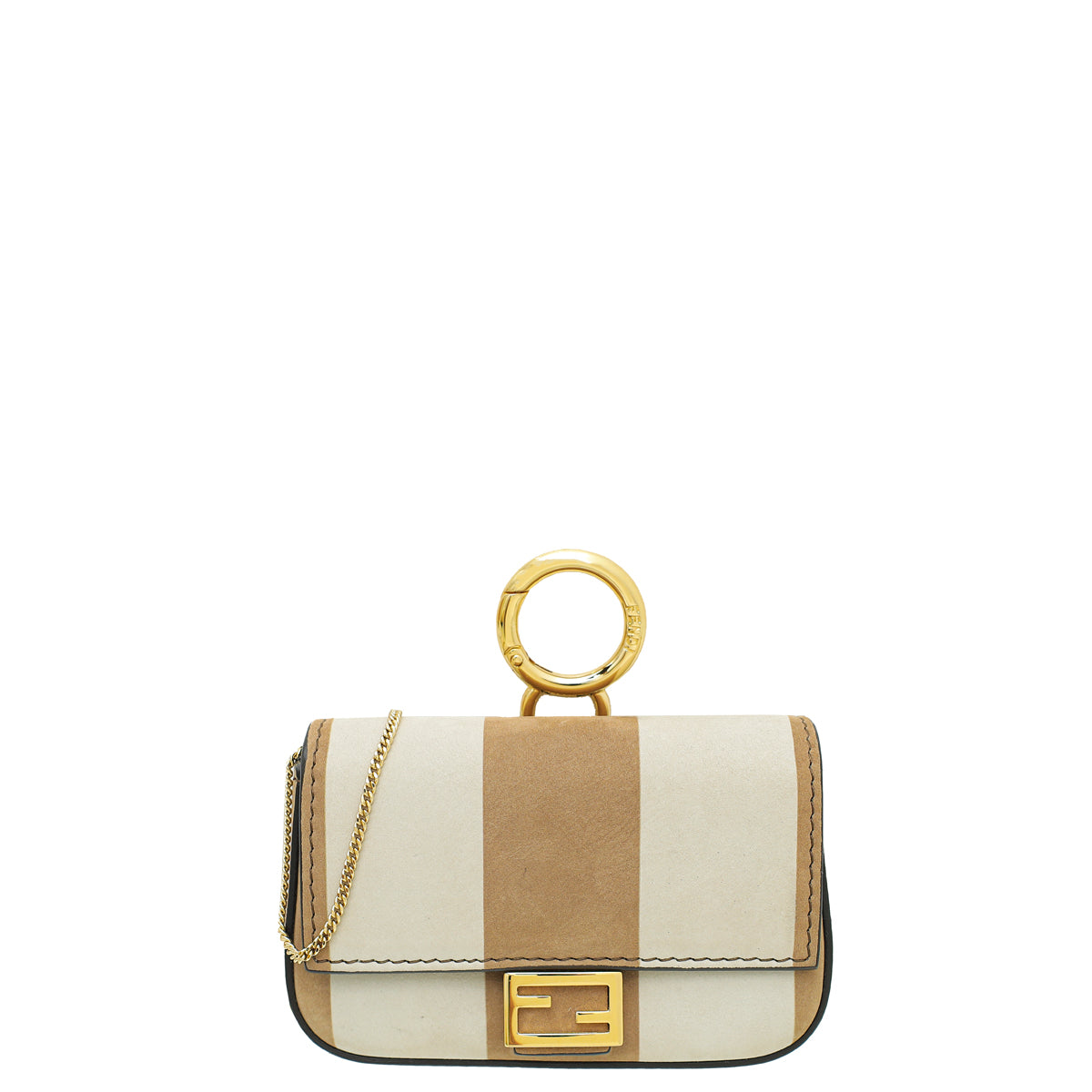 Fendi Beige Pequin Suede Nano Baguette Bag Charm-Fendi-THE CLOSET