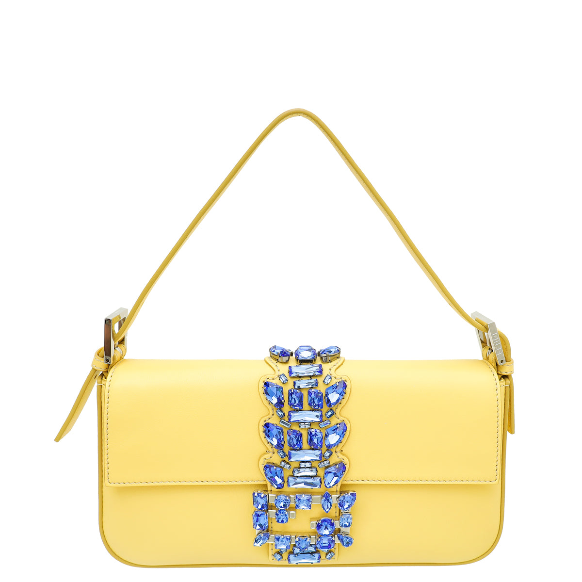 Fendi Yellow Baguette Crystal Embellished Medium Bag-Fendi-THE CLOSET