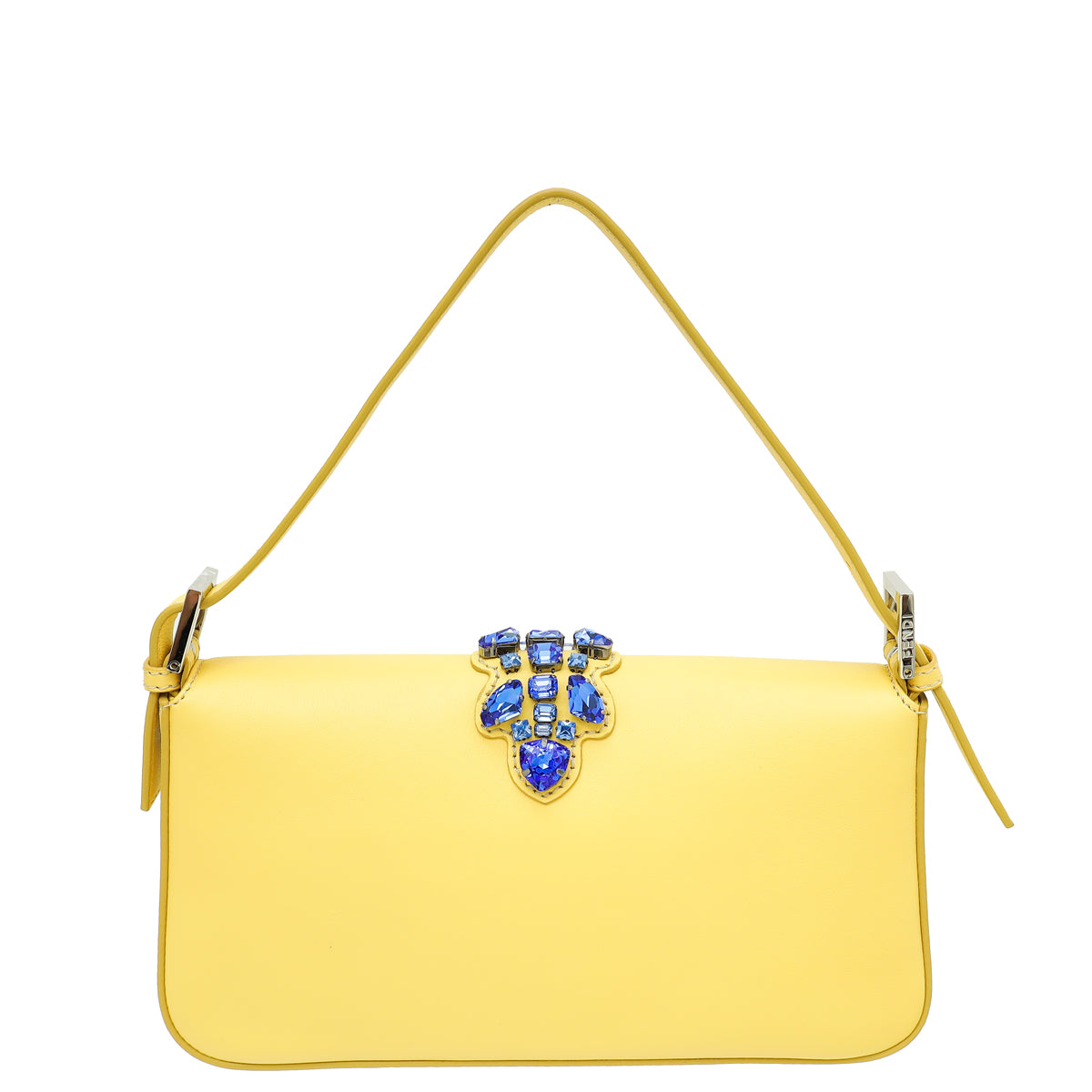 Fendi Yellow Baguette Crystal Embellished Medium Bag-Fendi-THE CLOSET