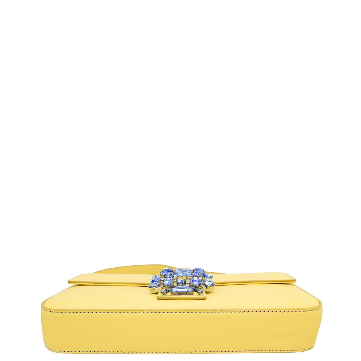 Fendi Yellow Baguette Crystal Embellished Medium Bag