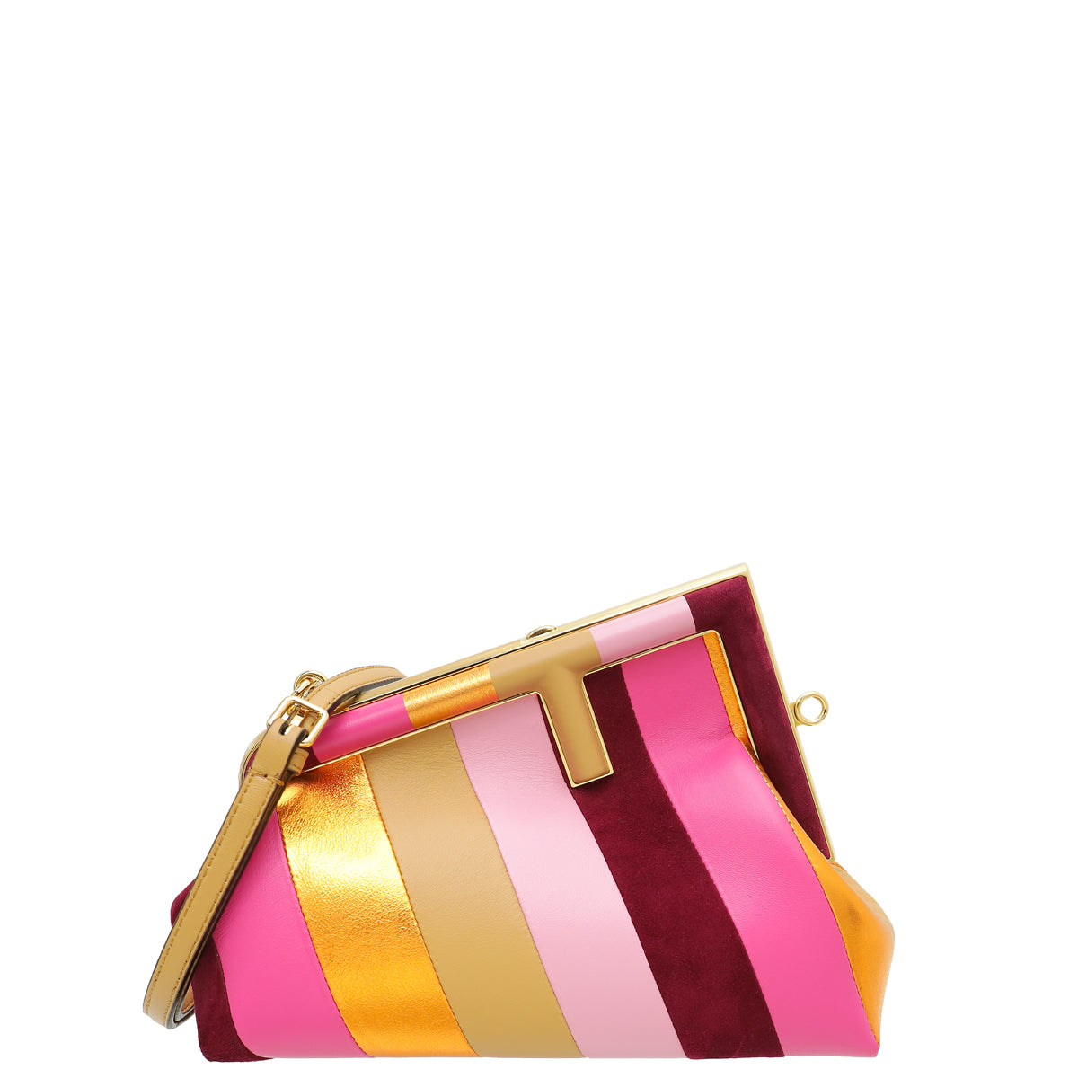Fendi Multicolor First Small Nappa Suede Striped Inlay Bag-Fendi-THE CLOSET