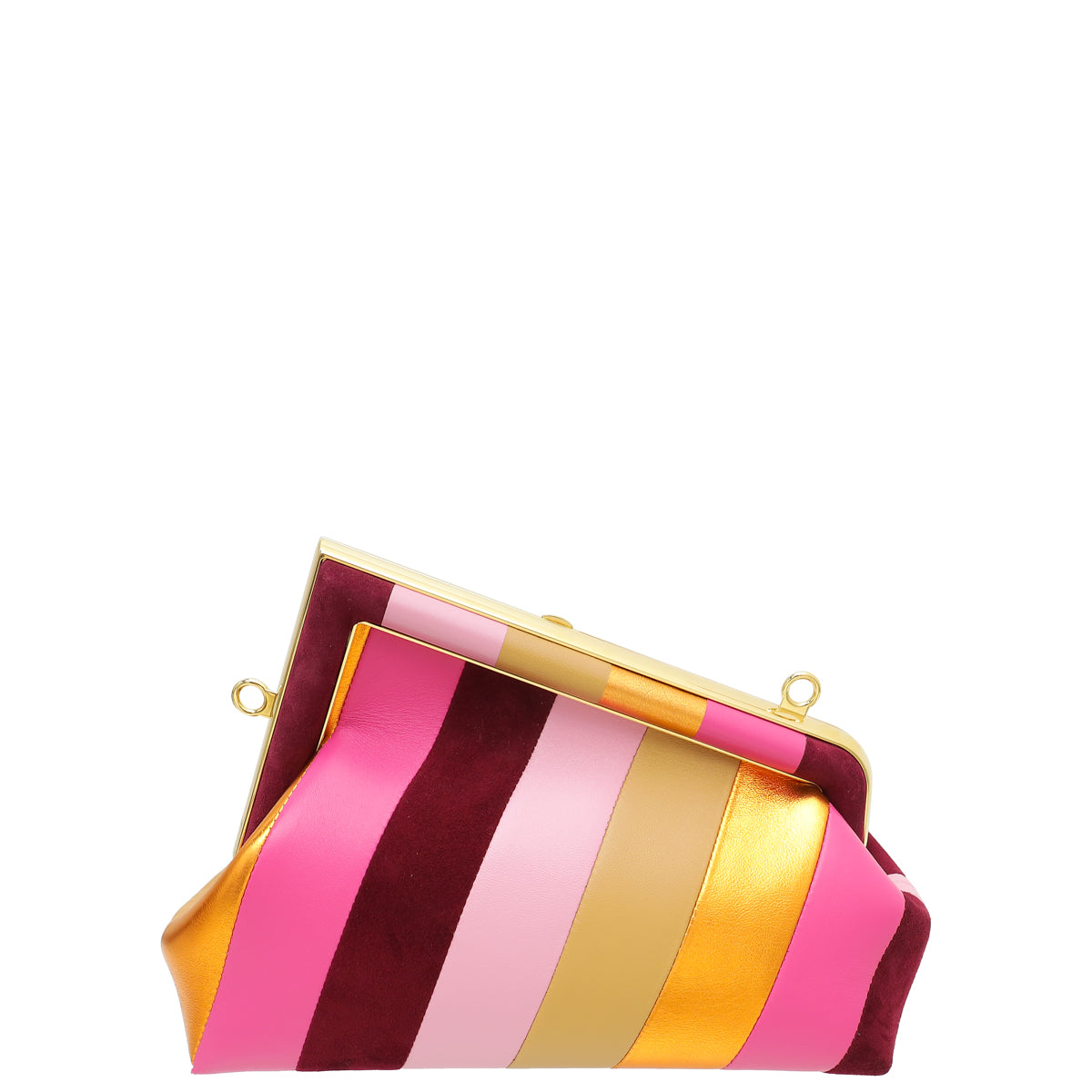 Fendi Multicolor First Small Nappa Suede Striped Inlay Bag