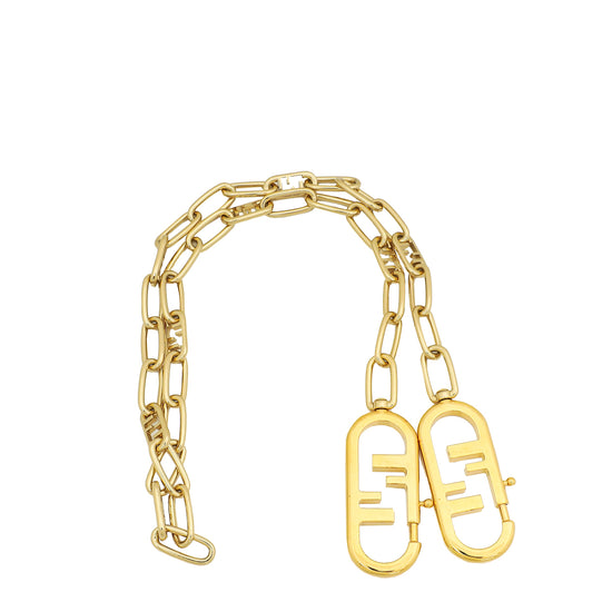 Fendi Gold FF Chain Links Shoulder Strap