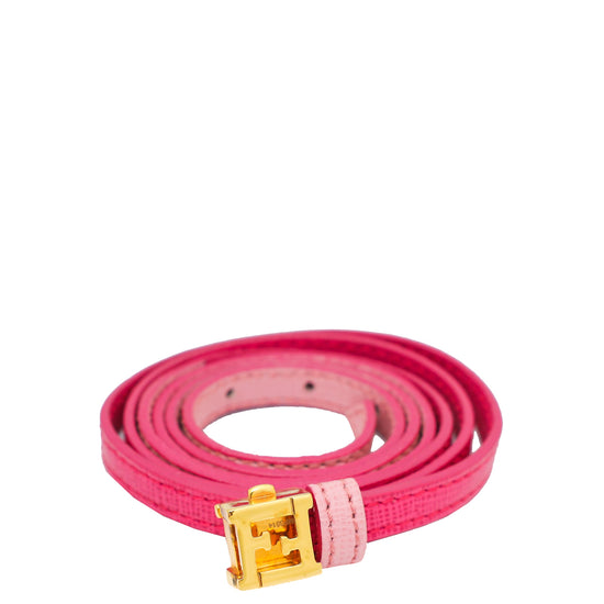 Fendi Pink FF Multi Wrap Leather Bracelet