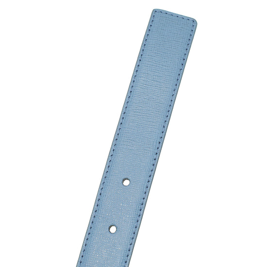 Fendi Blue FF Logo Buckle Leather Belt 34