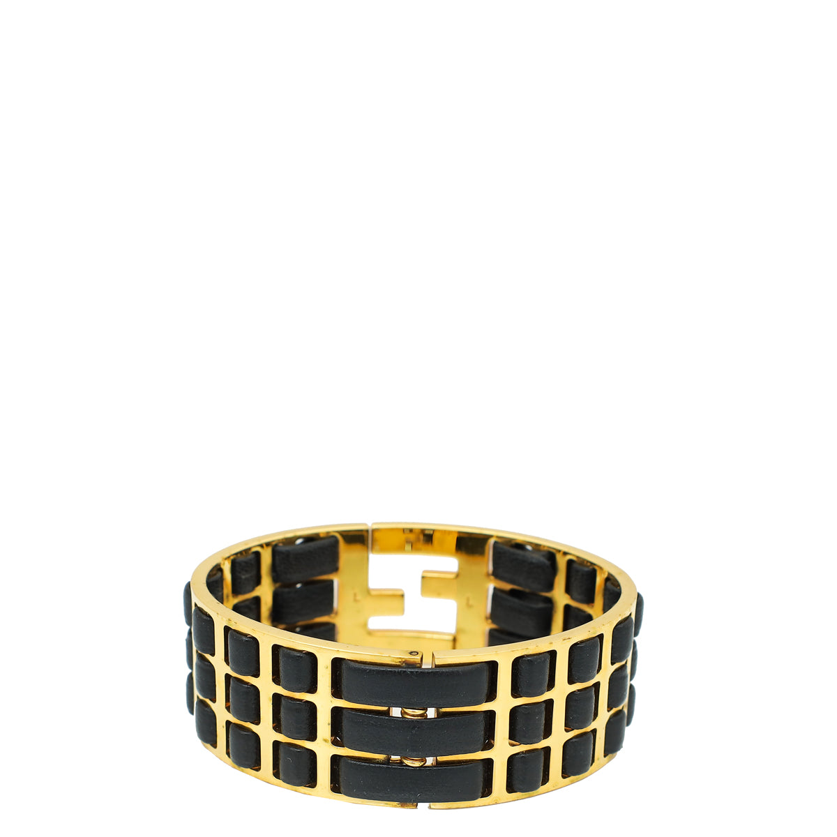 Fendi Black FF Fendista Braided Large Bracelet