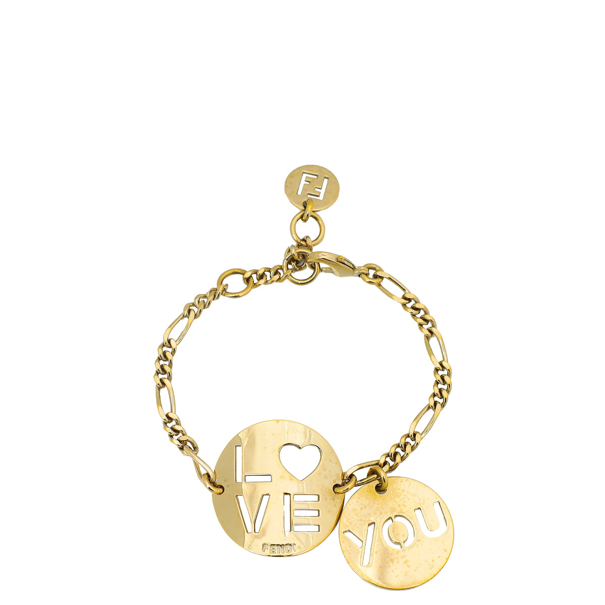 Fendi Gold Finish "Love - You" Charms Bracelet-Fendi-THE CLOSET