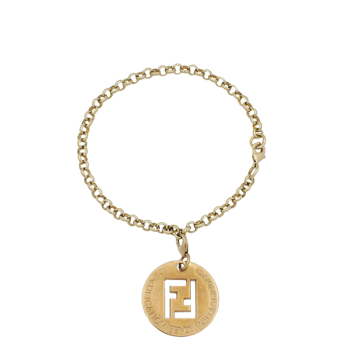 Fendi Gold FF Identification Charm Chain Bracelet THE CLOSET