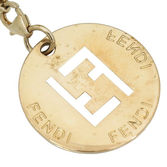 Fendi Gold FF Identification Charm Chain Bracelet