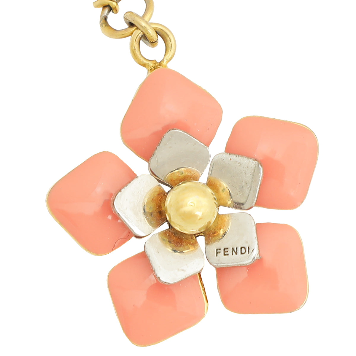 Fendi Peach Blossom Enamel Flower Charm Bracelet