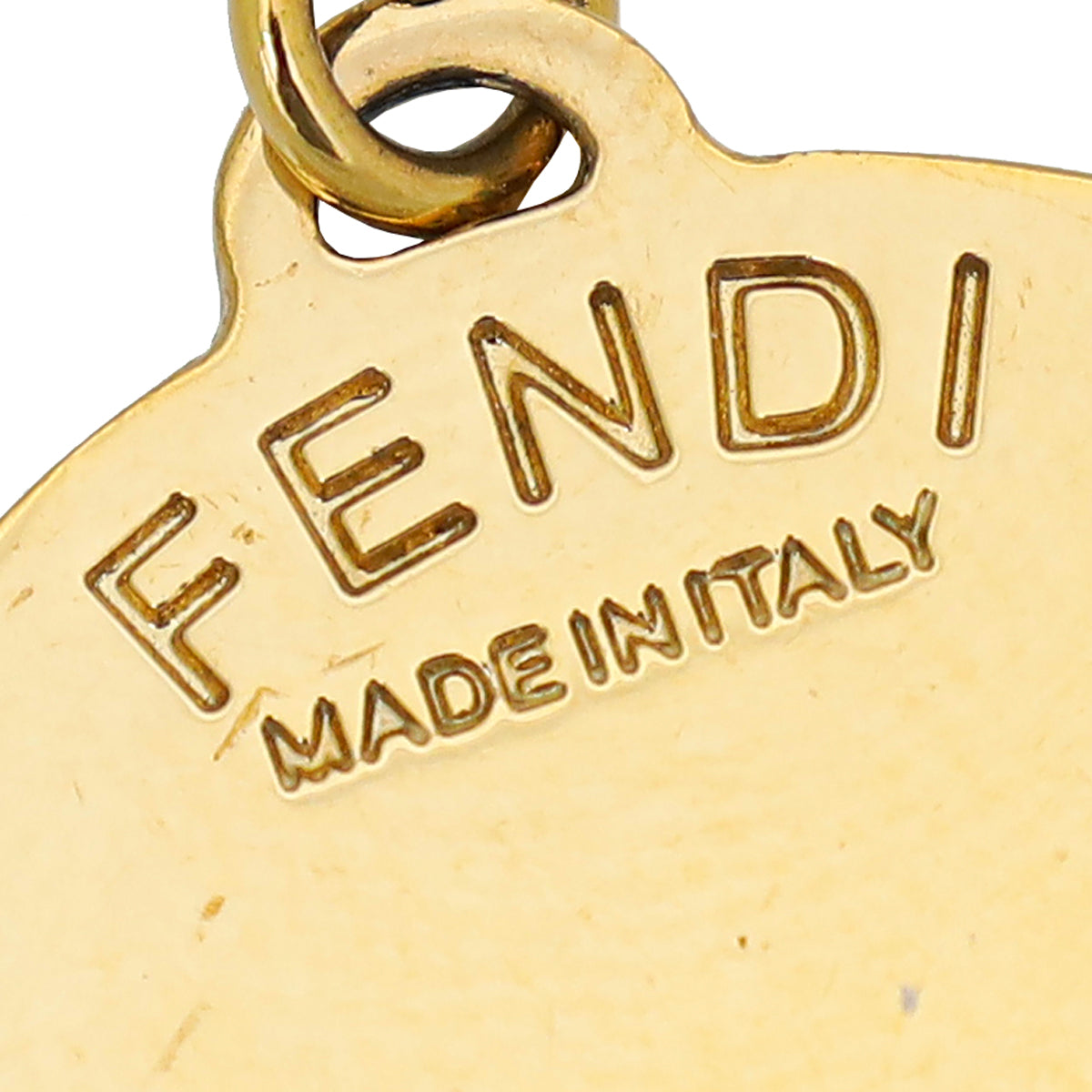 Fendi Gold Tone B Identification Crystal Bracelet Charm
