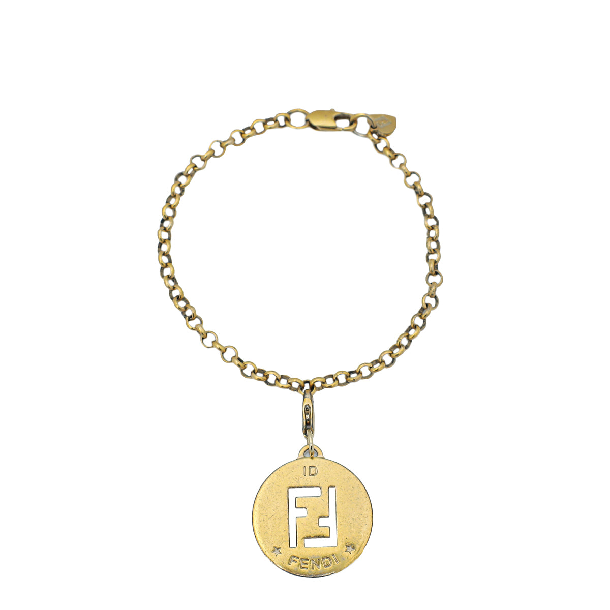 Fendi Gold FF Identification Charm Chain Bracelet-Fendi-THE CLOSET