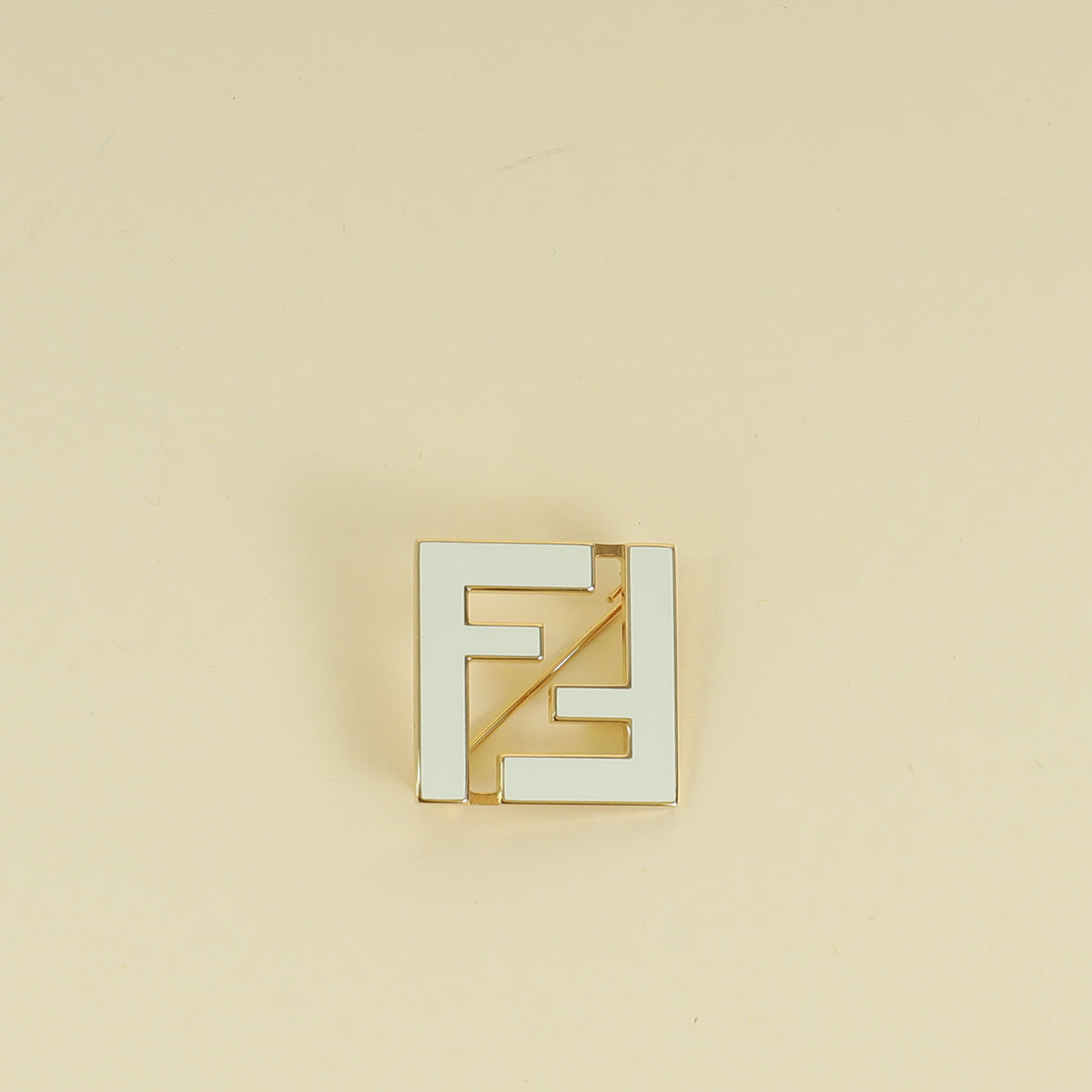 Fendi White FF Forever Fendi Brooch
