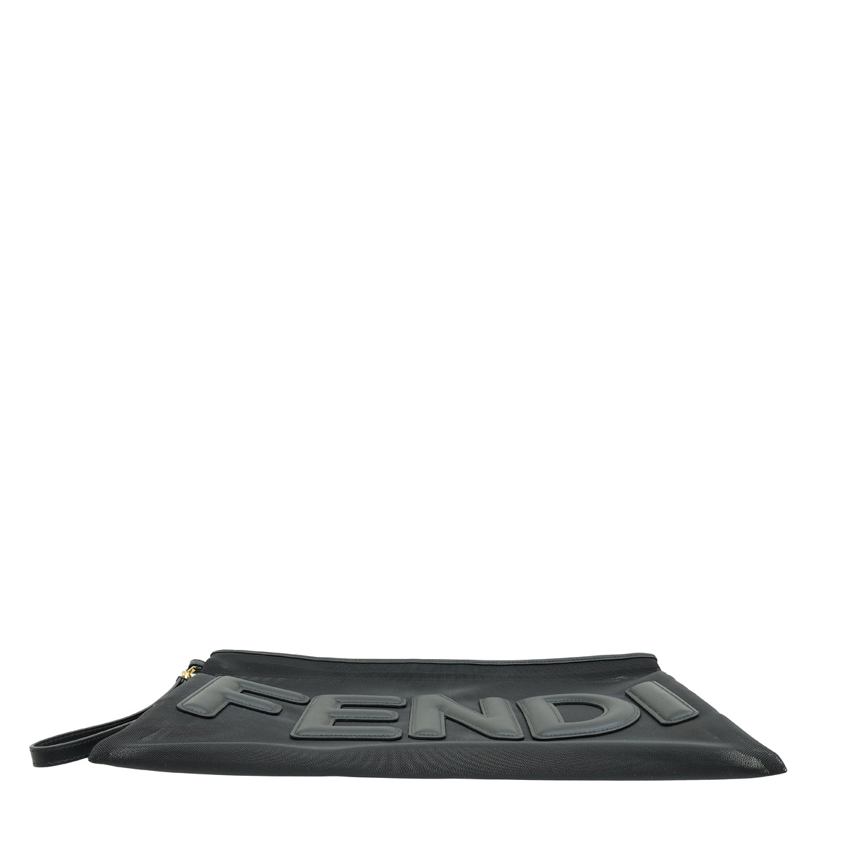 Fendi Black Logo Mesh Wristlet Pouch-Fendi-THE CLOSET