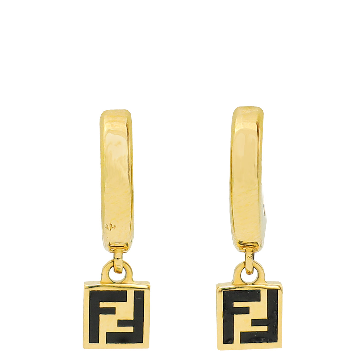 Fendi Gold FF Drop Hoop Earrings-Fendi-THE CLOSET