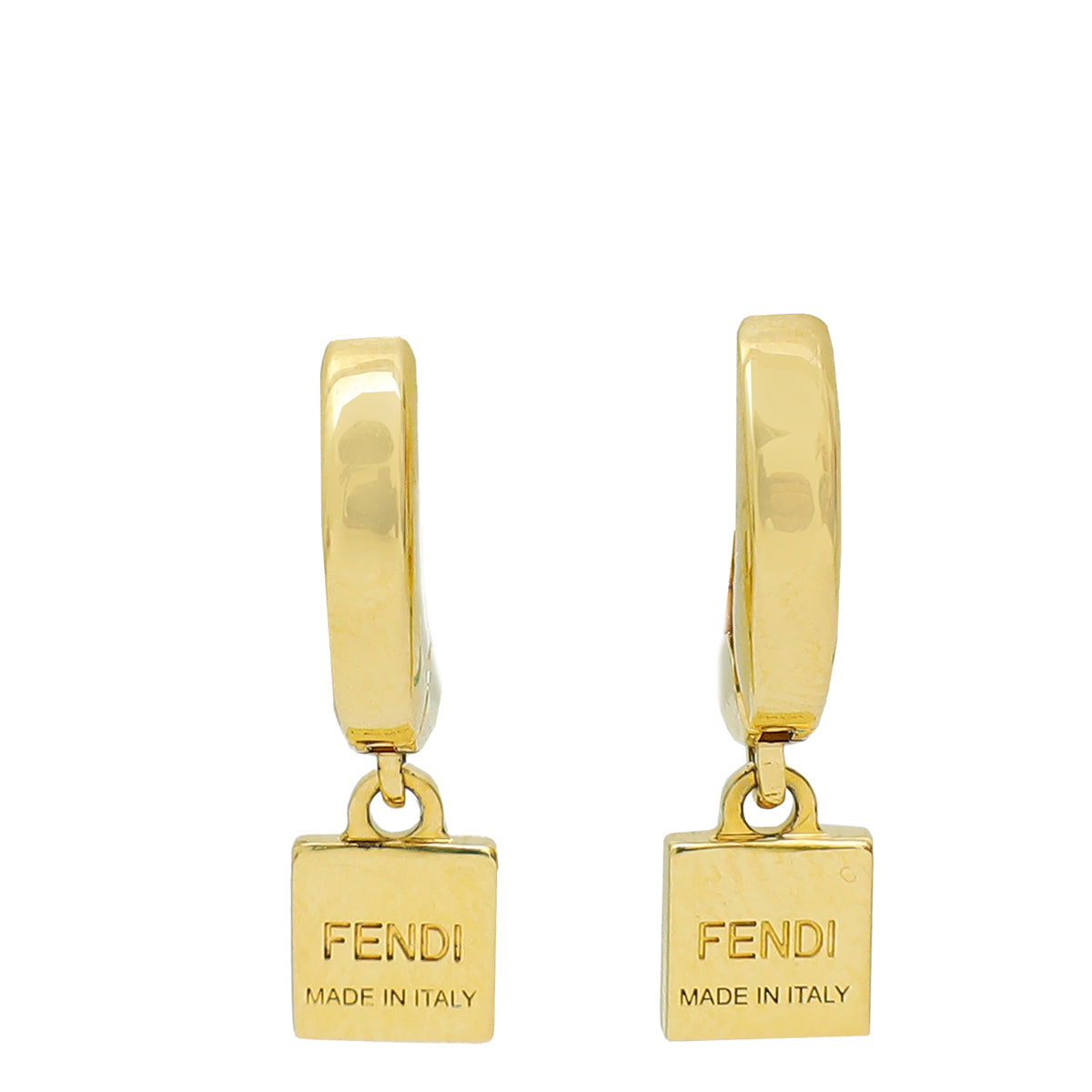 Fendi Gold FF Drop Hoop Earrings-Fendi-THE CLOSET