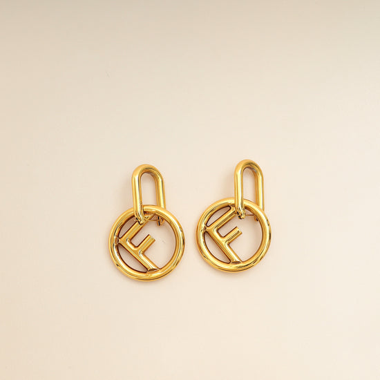 Fendi Gold F Is Hoop Drop Earrings