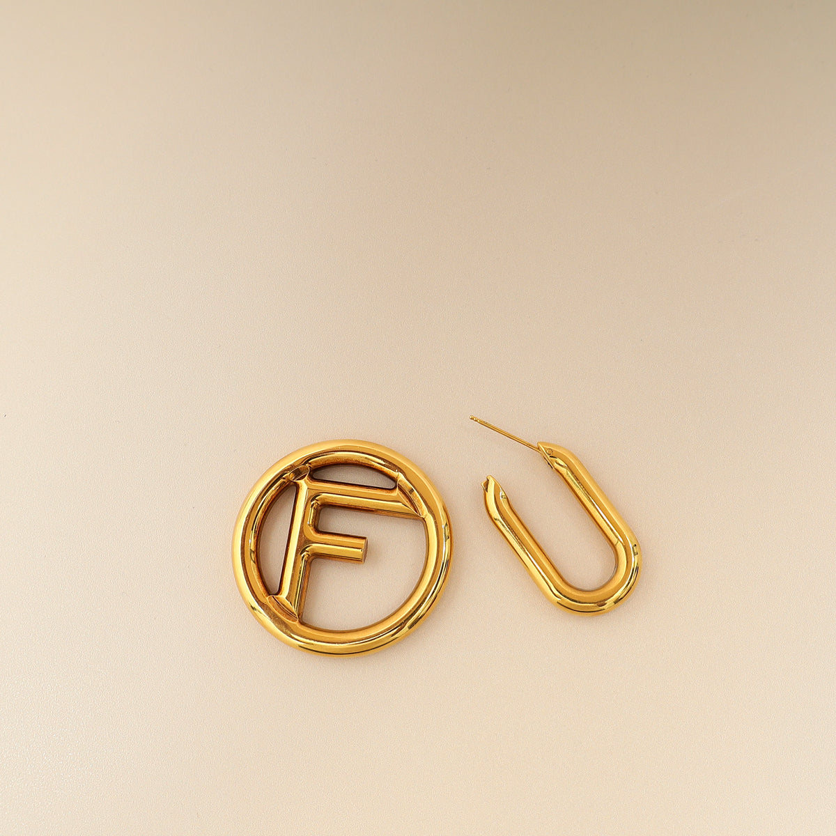 Fendi Gold F Is Hoop Drop Earrings