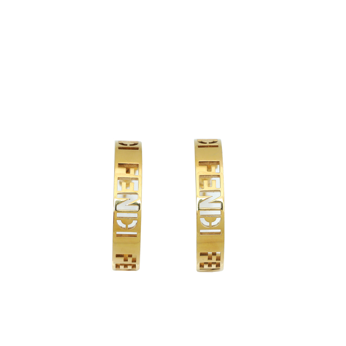 Fendi Gold Small Signature Hoop Earrings