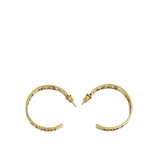Load image into Gallery viewer, Fendi Gold Small Signature Hoop Earrings
