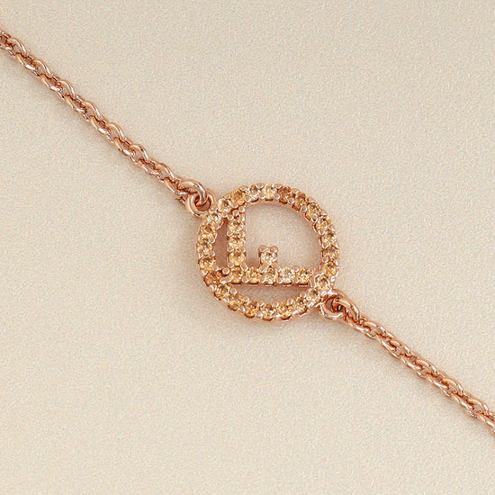 Fendi Rose Gold F Is Necklace W/ Crystal