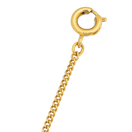 Fendi Gold Faux Pearl Fruit Motif Double Pendant Long Necklace