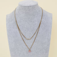Fendi Gold Finish Logo Crystal Double Layer Necklace