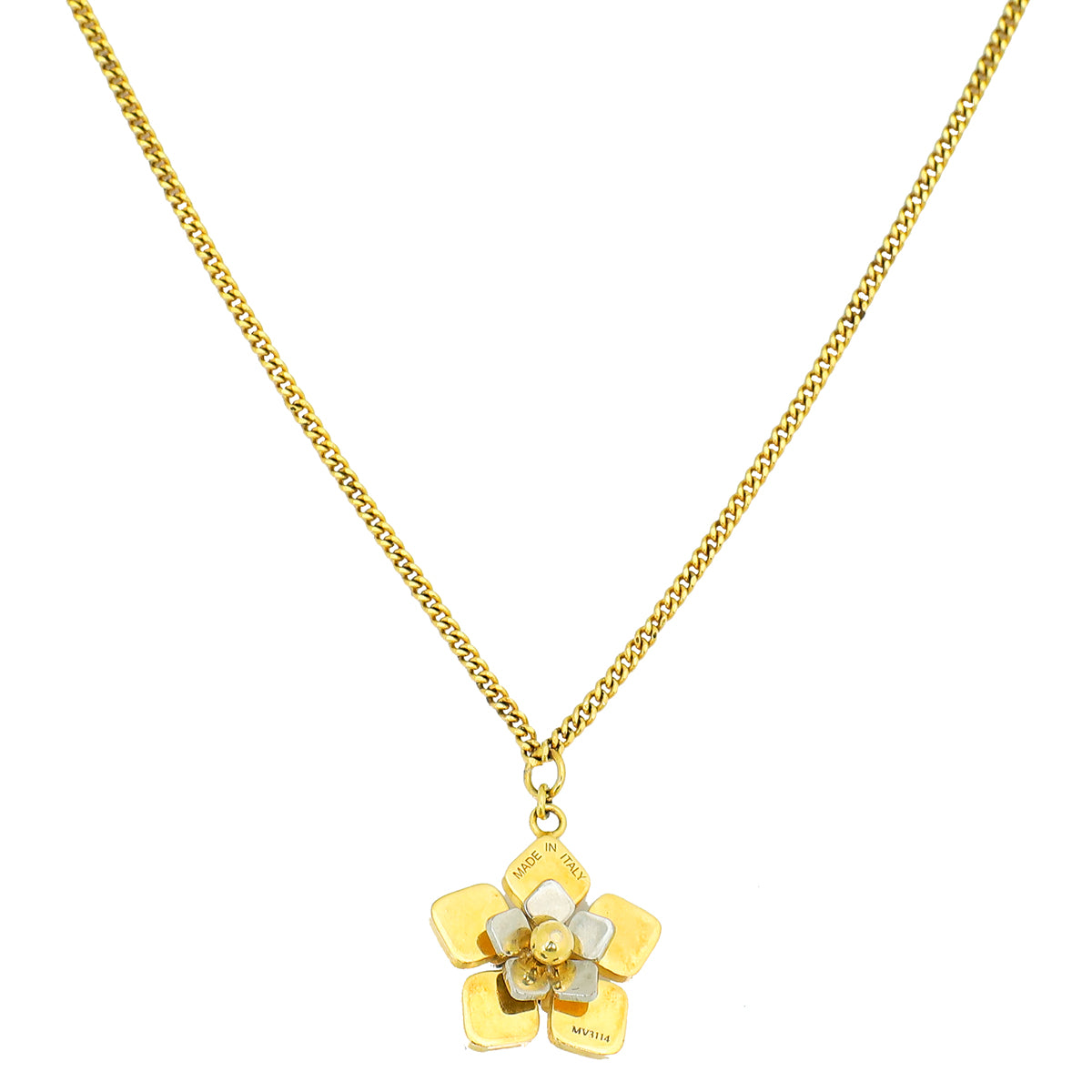 Fendi Two Tone Flower Pendant Long Necklace-Fendi-THE CLOSET