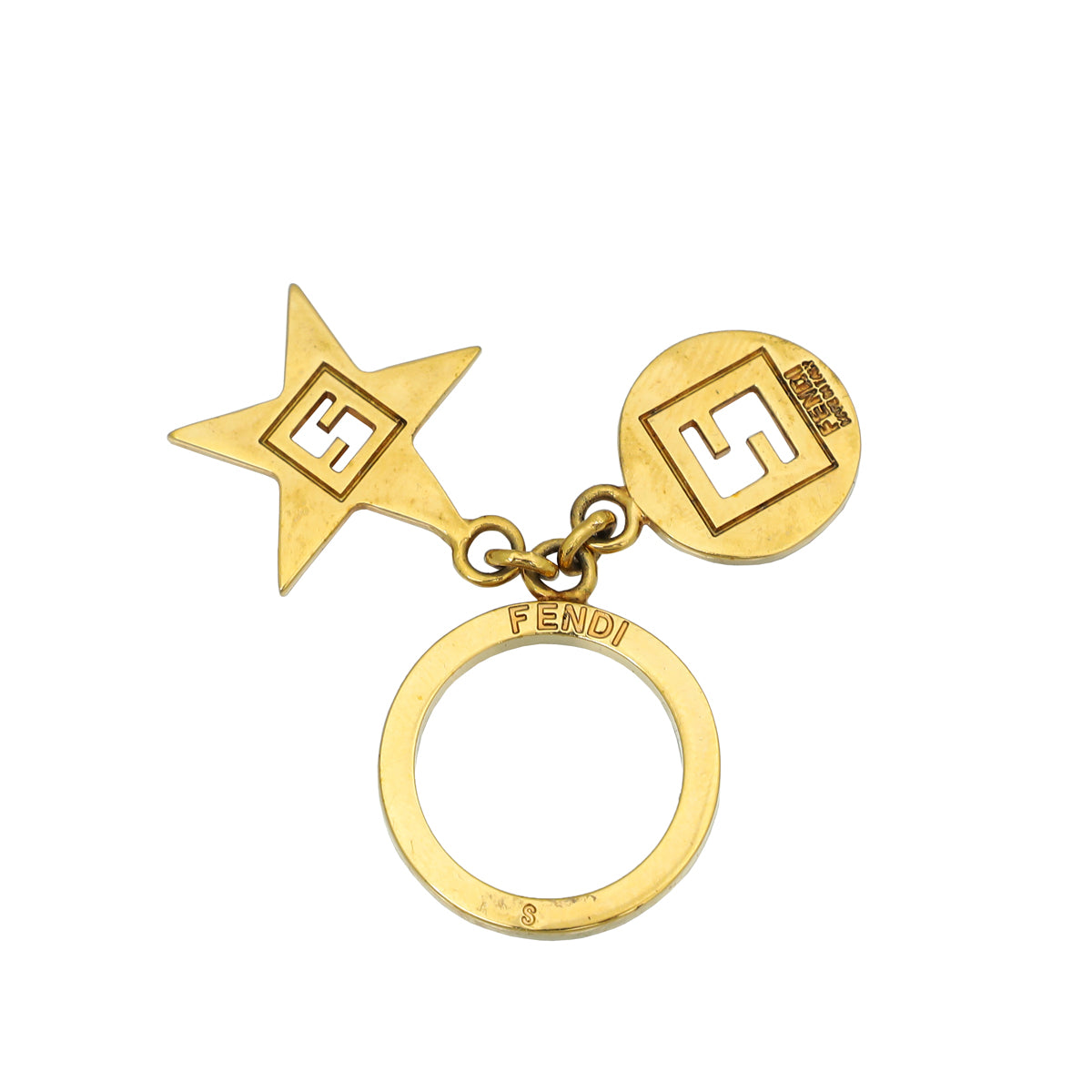 Fendi Gold Double Charm Ring S/50-Fendi-THE CLOSET