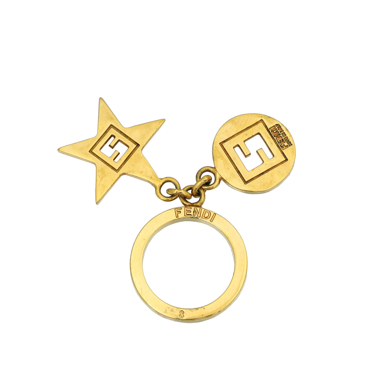 Fendi Gold Double Charm Ring S/50