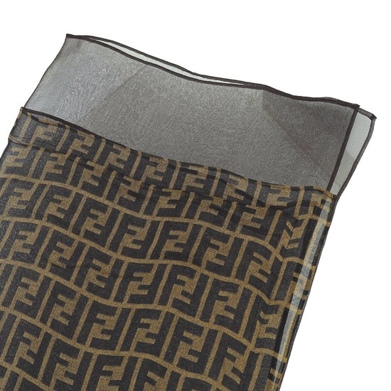 Fendi Tobacco Zucca Double Lined Scarf