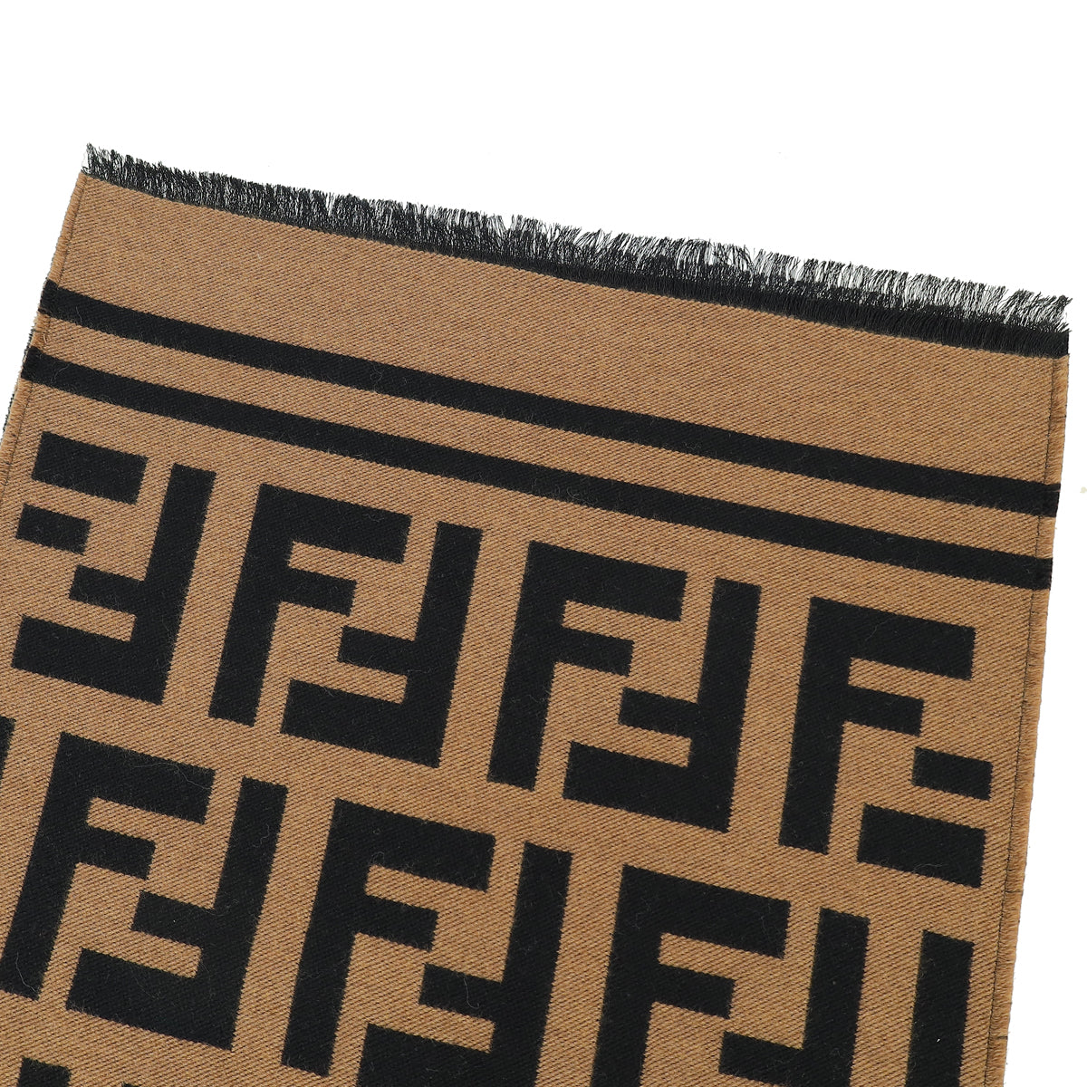 Fendi Grey FF Logo Timeless Wool and Silk Scarf