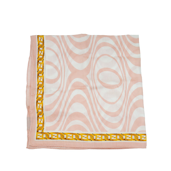 Fendi Pink Multicolor FF Cotton Square Scarf