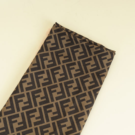Fendi Brown Multicolor FF Timeless Cashmere Wool and Silk Shawl