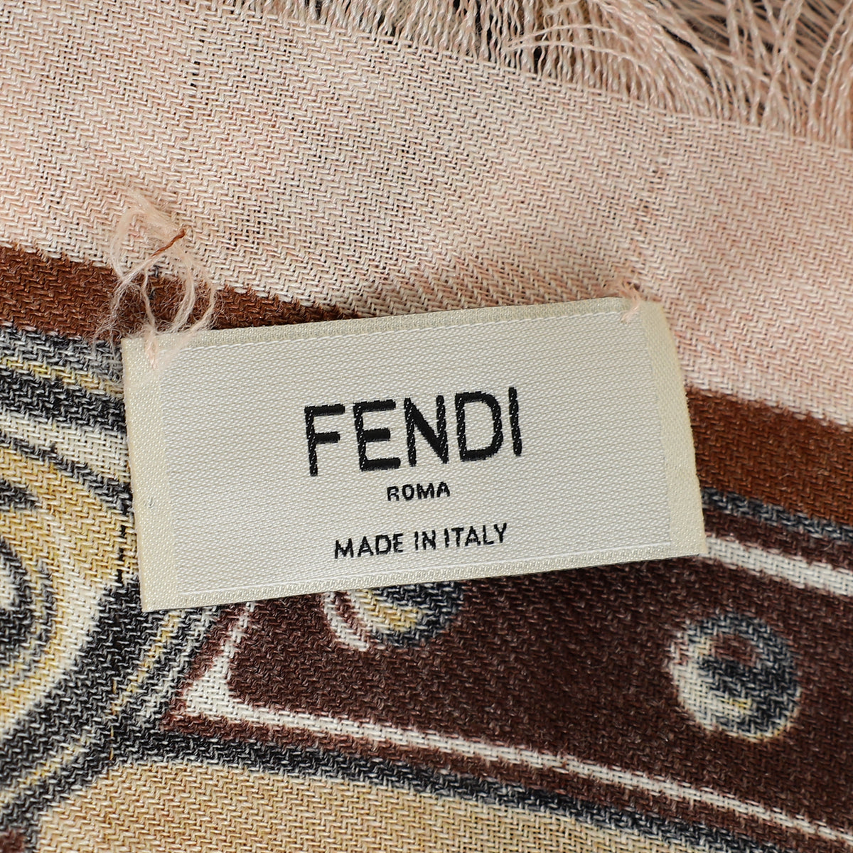 Fendi Brown Multicolor FF Timeless Cashmere Wool and Silk Shawl