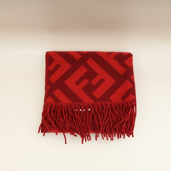 Fendi Red FF Cashmere Scarf