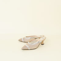 Fendi Beige Colibrì Crystal Embellished Mules 35