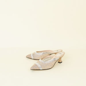 Fendi Beige Colibrì Crystal Embellished Mules 35