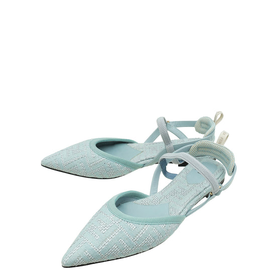 Fendi Pale Blue Colibri Lite Flats 37