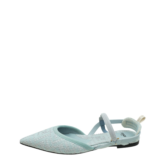 Fendi Pale Blue Colibri Lite Flats 37