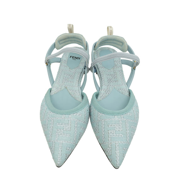 Fendi Pale Blue Colibri Lite Flats 37