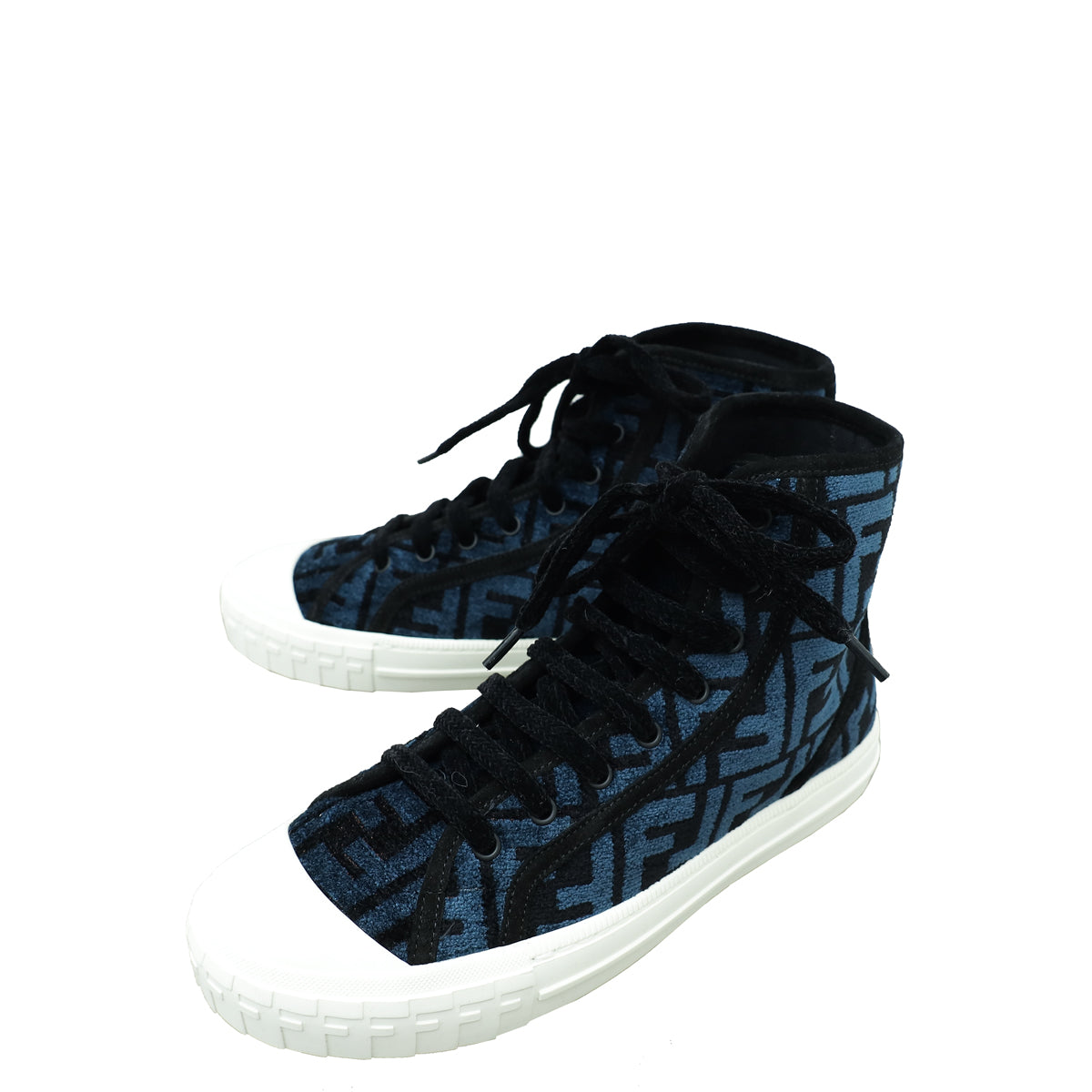 Fendi Tricolor Domino FF Jacquard High Cut Sneakers 37-Fendi-THE CLOSET