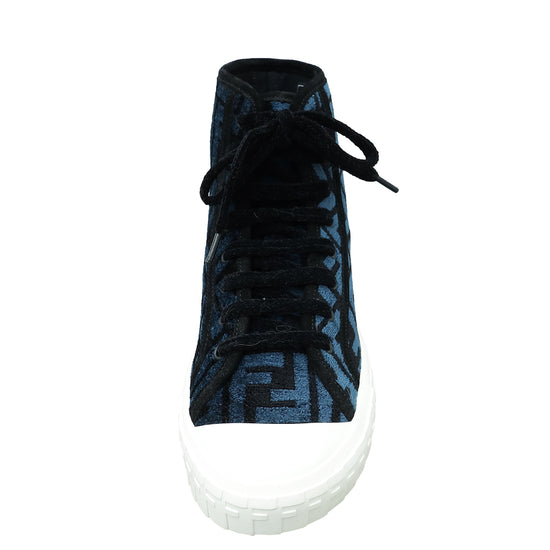 Fendi Tricolor Domino FF Jacquard High Cut Sneakers 37
